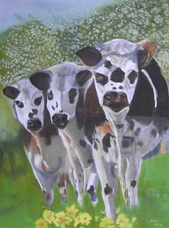 "Les 3 grasses" Vaches Pastel 70 x 50 cm f�vrier 2012 par Cathy Le Peltier, 27150 Martagny la rouge mare
