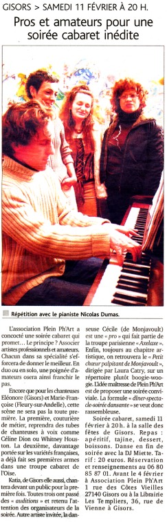 Pros et amateurs pour une soir�e cabaret in�dite. L'impartial, 2 f�vrier 2006